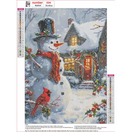 MXJSUA Christmas Snowman Diamond Painting Kits for Adults, DIY Round Diamond Gem Art Kits, Diamond Dots Drill Art kits Completes for Beginners Picture Craft for Home Wall Decor 30x40 cm