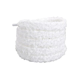 WANYI Plush Lacing 2 Pairs 1 cm Wide Plush Shoelaces Fluffy Laces Flat Double Layer Fuzzy Shoe Laces for Trainers Sports Shoes Canvas Shoes, White, 120