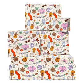 Girls Birthday Wrapping Paper - 6 Sheets Of Eco-friendly Gift Wrap For Fans - Singer Music Artist Inspired - Christmas, Anniversary, Hen Do - Comes With Stickers - By Central 23
