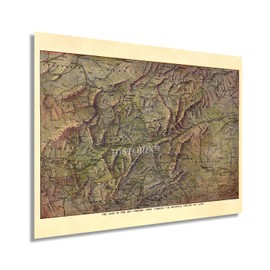 HISTORIX Vintage 1917 Western North Carolina Map Print - 18x24 Inch Land of the Sky Poster - Blue Ridge and Great Smoky Mountains Asheville NC Map
