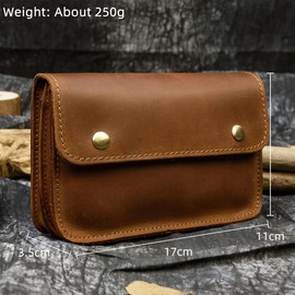 LUUFAN Men's Leather Waist Bag Fanny Pack Belt Pouch Bum Bag (Dark Brown)