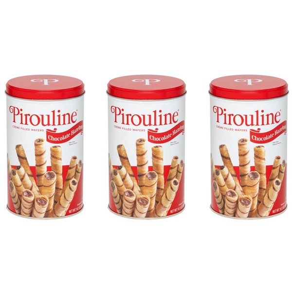 Pirouline Rolled Wafers, Chocolate Hazelnut, New Protective Packaging, 14.1 Ounce Tins (Pack of 3)