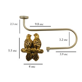 Pack of 2 Wall mounted Curtain holdbacks bird pattern decorative curtain tie backs (gold)