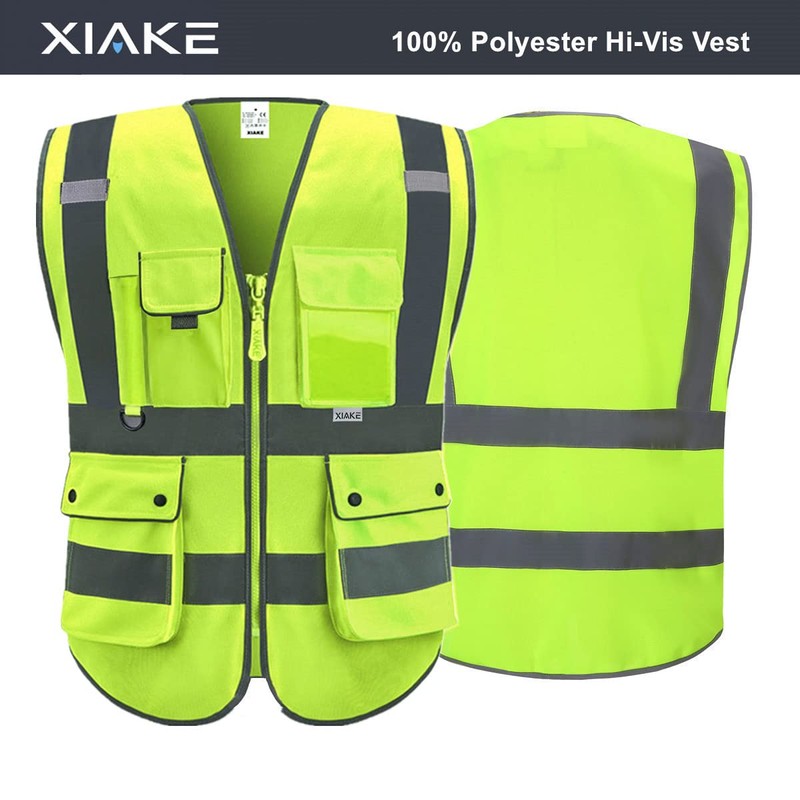 XIAKE 8 Pockets High Visibility Class 2 Reflective Safety Vest