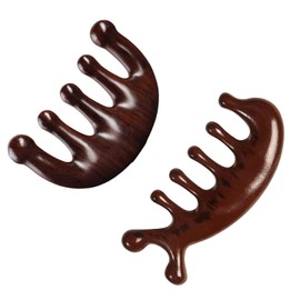 Huakaile 2 Pcs Wooden Scalp Massage Comb, Natural Gua Sha Hair Comb Brush, Wide Tooth Wood Scalp Massager Comb for Hair Growth Women Men Meridians Head Face Neck Stimulator (2)