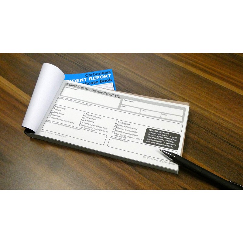 NCR School Accident Report Triplicate Book 99 x 210mm 50