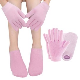 Set De Calcetines Y Guantes Hidratantes, Calcetines De Gel De Silicona Para Talones Agrietados Y Pies Secos Para Mujer, Guantes Hidratantes De Spa Par