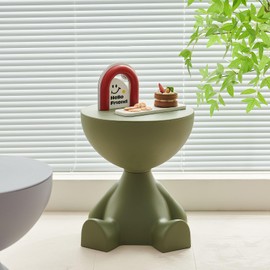 Side Table, Circle Coffee Table, Nightstand, Small End Table Accent Living Room Bedroom Balcony Office, Bedside Home Decor for Living Room, Bedroom, Small Spaces, Easy Assembly (Green)