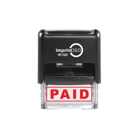 Imprint 360 AS-IMP1027 - Paid, Heavy Duty Commerical Quality Self-Inking Rubber Stamp, Red Ink, 9/16" x 1-1/2" Impression Size, Laser Engraved for Clean, Precise Imprints