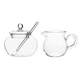 Mozacona Glass Sugar and Creamer Set, Tea or Coffee Serving Set, Cream Pitcher with Sugar Bowl