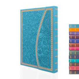 VICTORIA'S JOURNALS Magnetic Journal Carved Vintage Notebook Faux Leather Hard Cover Personal Journal Lined Pages Bookmark 8x5.5 Inch