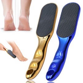 2 Pcs Veinsgrain Foot File, Nano Glass Foot File Hard Skin Remover with Non-Slip Ergonomic Handle, Professional Foot Care Tools for Smooth Feet(Gold+Blue)