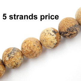 abalorio de piedra mate para hacer joyas, se venden por bolsa, 5 hebras en el interior, Picture Jasper, 6 mm, 1