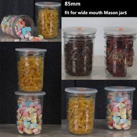 SunnyPro Vacuum Lids for Mason Jars Fits All Outer Diameter 8.5cm Jars Container Reusable Vacuum Sealing Lids BPA -Free Food Vacuum Lid Keep Food Fresh 4 Lids With Pump