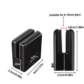 Cokritsm 6pcs Glass Clamps 8-10mm Stainless Steel 304, Black Glass Clips Adjustable Glass Bracket Flat Back for Balustrade Staircase Handrail, Glass Clamps Clip Grip Holder for Stair Window