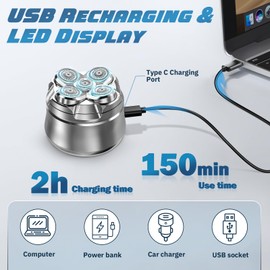 Luctry Head Shavers for Bald Men, Magnetic Electric Razor Hair Trimmer Cordless Rechargeable Electric Shavers 100% Waterproof Dry & Wet Grooming Kit with Led Display