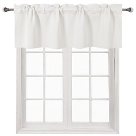 DWCN Valance Curtains Blackout Kitchen Solid Rod Pocket Window Treatments Curtain Valances for Kitchen Bathroom Windows 52x18 inch Long, 1 Panel Ivory