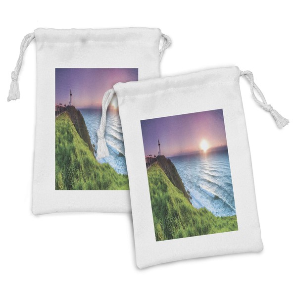 Lunarable Lighthouse Fabric Pouch Set of 2, Byron Bay Lighthouse