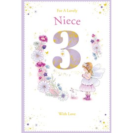 Niece 3rd Birthday Card Age 3 Dandelion Fairy 9" x 6" Lovely Verse