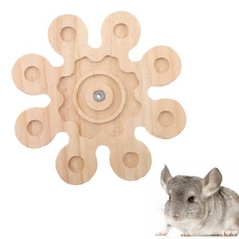 Chinchilla Chew Toys Rotating Natural Wood Interactive Enrichment Toys Hamster Grinding Wheel Supplies Hanging Exercise Spinner Cage Accessories for Teeth Playtime Snowflake- Shaped