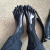 GREEFEI Latex Rubber Toe Socks Long, Black Calf Length, Stockings,