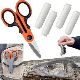 Fish Simple Competition Bait Prep Set, 4x250m Bait Elastic, Micro-Serrated Scissors with Belt Clip