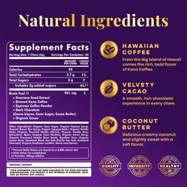 YouChews YouChews Caffeine Chew - 100mg Caffeine from Guarana Seed & Kona Coffee - Natural Ingredients, Low Sugar, Long Lasting Energy Supplement for Workouts, Running & Gaming (30 Chews)