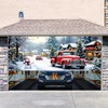 Eleouto Christmas Garage Door Cover Decorations 7x16ft Winter Truck Snowman