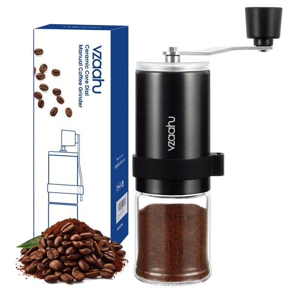 Vzaahu Manual Coffee Grinder with Lid Fast Grind Conical Ceramic