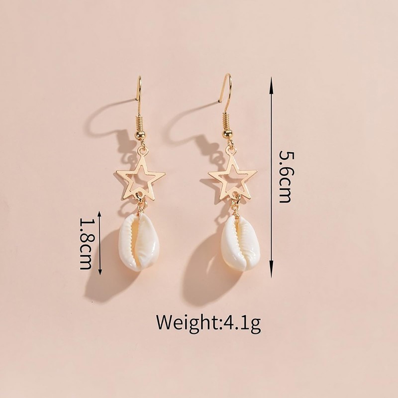 Boho Cowrie Shell Earrings Gold Beach Shell Earrings Pearl Shell