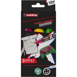 edding X multi marker - candy color set - 3 acrylic paint pens - chisel nib 2-10 mm - acrylic paint markers for drawing on t-shirts, sneakers, phone-cases and more