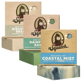 Dr. Squatch Dr. Squatch Men's Natural Bar Soap Made from Natural Oils - Cold Process Soap with No Harsh Chemicals - Coastal Mist, Rainforest Rapids, Birchwood Breeze (3 Pack)
