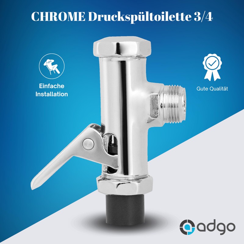 ADGO Flush Toilet 3/4 Inch Silver Automatic Urinal Flush Toilet