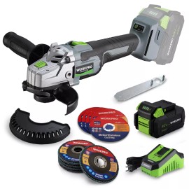 WORKPRO 20V Brushless Motor Cordless Angle Grinder Kits 4-1/2" Disc 4.0A Battery