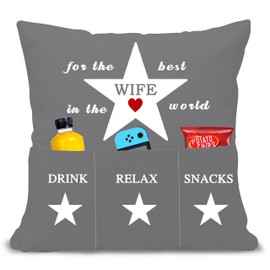 Bommex Gift for Wife from Husband Stars Cushion Covers 18x18 Inches with Three Pockets for Cousin Gift for Wife Ideas Wife Gift Romantic Birthday Valentine's Day Anniversary (wife)