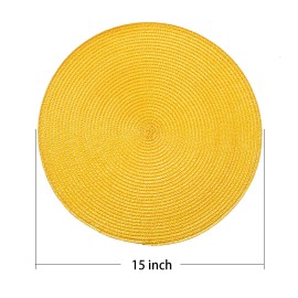 Ahhfsmei Round Braided Placemats 15 Inch Round Table Mats for Dining Tables Woven Heat