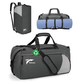 Tolaccea Gym Bag for Men Women, 54L Large Duffle Bag Backpack, Sports Travel Duffel Bag with Shoe Compartment & Wet Pocket, Lightweight Waterproof Carry On Weekender Overnight Workout Bag, Grey