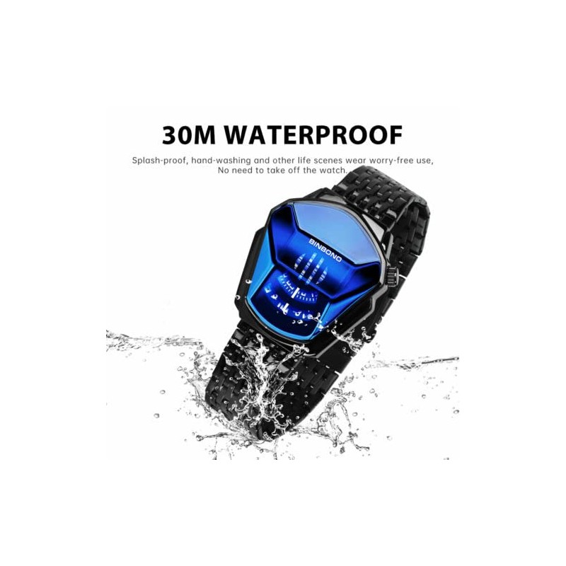 FANMIS Creative Fashion Blue LED Binary Digital Watches Men's Stainless