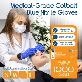 Inspire Black Nitrile Disposable Gloves | 4.5 Nitrile Safety Medical Exam Cooking Cleaning Disposable Black Gloves (Blue - Case of 1000, Medium)