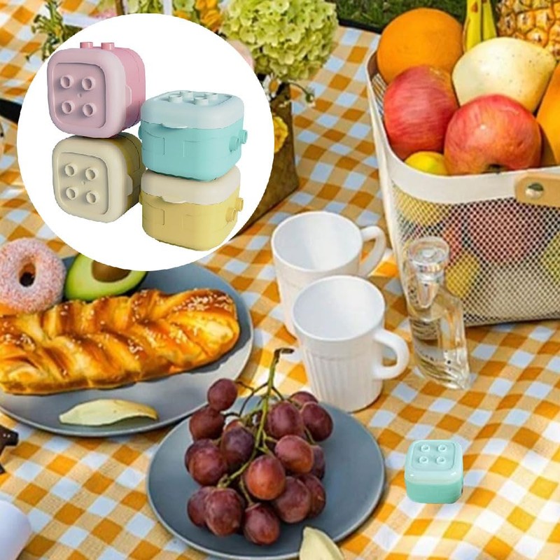 Building Blocks Food Storage Containers with Lids, 4PCS Reusable Snack