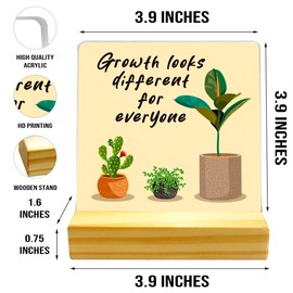 Inspirational Gift For Teen Girl Boy, Birthday Thanksgiving Christmas Gift, Acrylic Plaque With Wooden Stand Desk Decor, Growth Looks Different For Everyone Motivational Sign