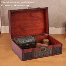 Zerone Vintage Wooden Storage Box, Decorative Treasure Chest, Small Size Book Jewelry Storage Box Organizer, Water Lily Design
