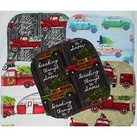 2 Ply Printed Flannel 8x8 Inches Set of 5 Holiday Travels - Proudly Made in the USA!
