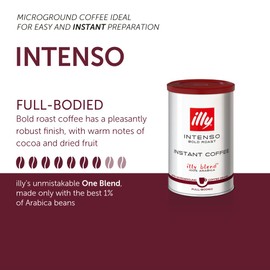 illy Instant Coffee- 100% Arabica Coffee – Intenso Dark Roast – Warm Notes Of Cocoa & Dried Fruit - Easy Preparation - Convenient Coffee Instant Format - Roasted In Italy – 3.3 Ounce