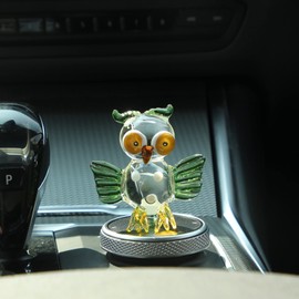 NaneTidy Glass Owl Statue Green Owl Figurines, Glass Sculpture Owl Decorations for Home, Crystal Glass Art Owl Paperweight Office Decor for Owl Lovers