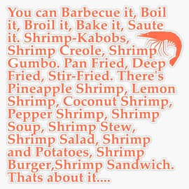 Forrest Gump Shrimp Quote Bumper Sticker Vinyl Decal 5 inches