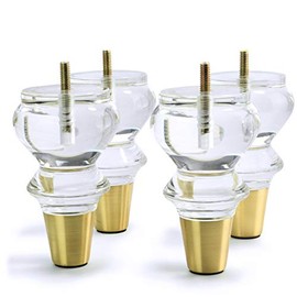Acrylic Clear Furniture Legs Replacement Sofa Couch Feet Mid Century Decor for Cabinet Dresser Home DIY Legs Set of 4 (4.7inch)