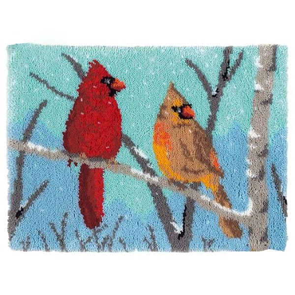 ZFFLYH Latch Hook Kits Rug, Cardinal Crocheting Carpet Rug with