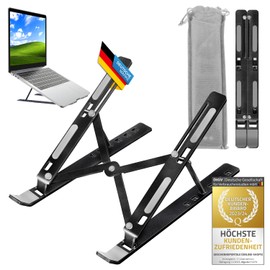 GOODS+GADGETS Mobile Laptop Stand, Foldable Notebook Stand, Height-Adjustable Desk, Laptop Holder, Ergonomic Work & Ideal Ventilation for Home Office, Office & On the Go (Plastic)