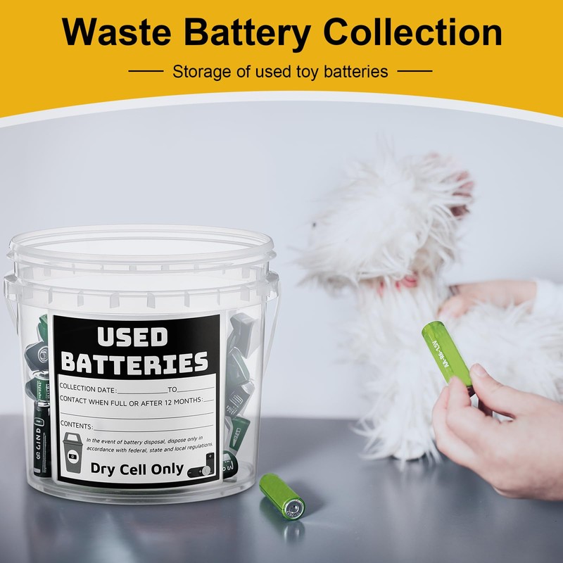 Baderke Battery Disposal Container Battery Recycling Container 1.32 Gallons Capacity